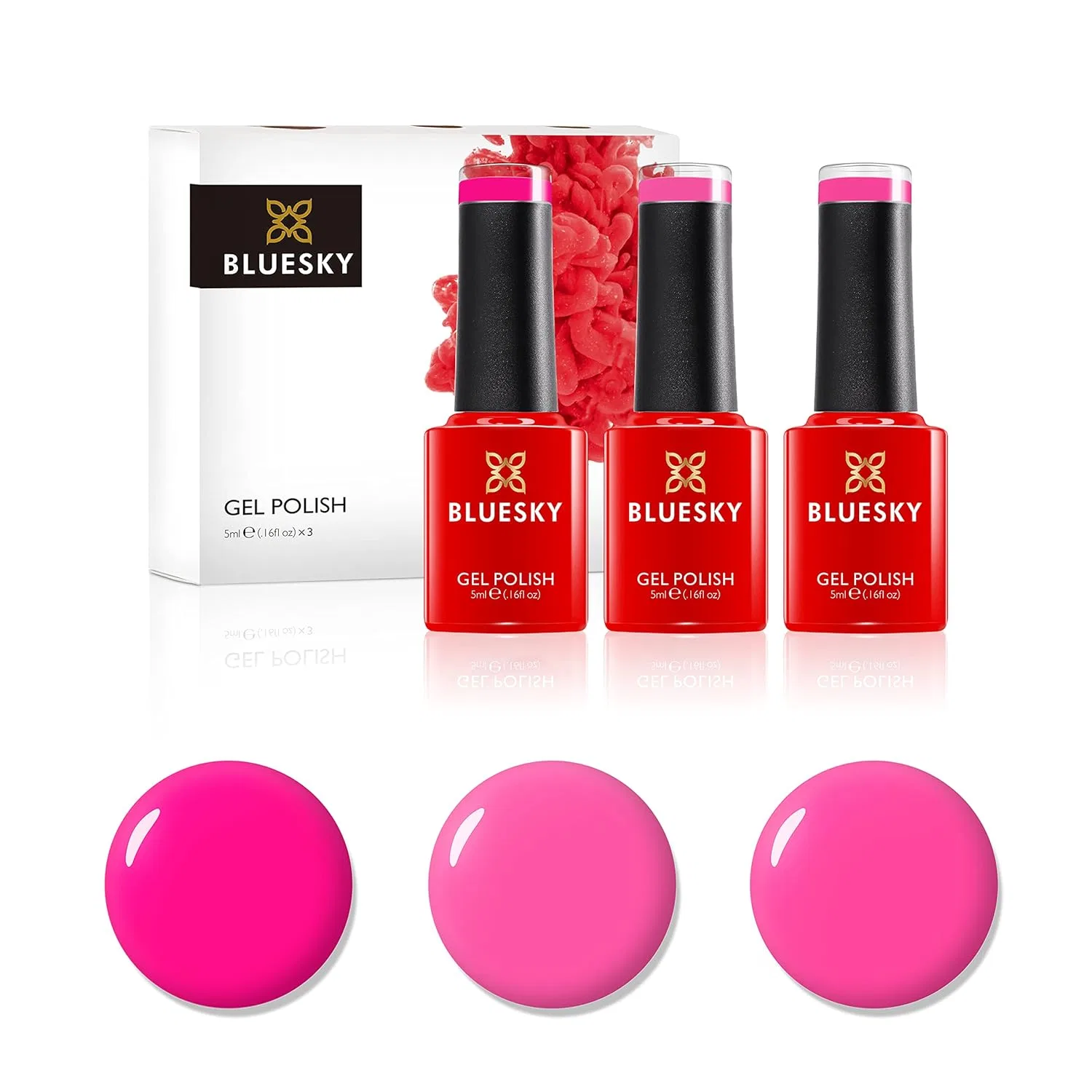 Набор гель-лаков BLUESKY Hot Pinks 3 x 5 мл Bluesky, Hot Pinks