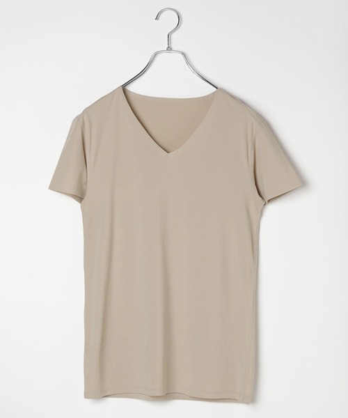 

GLOBAL WORK Футболка с V-образным вырезом, эластичная, Fffit, светло-бежевый