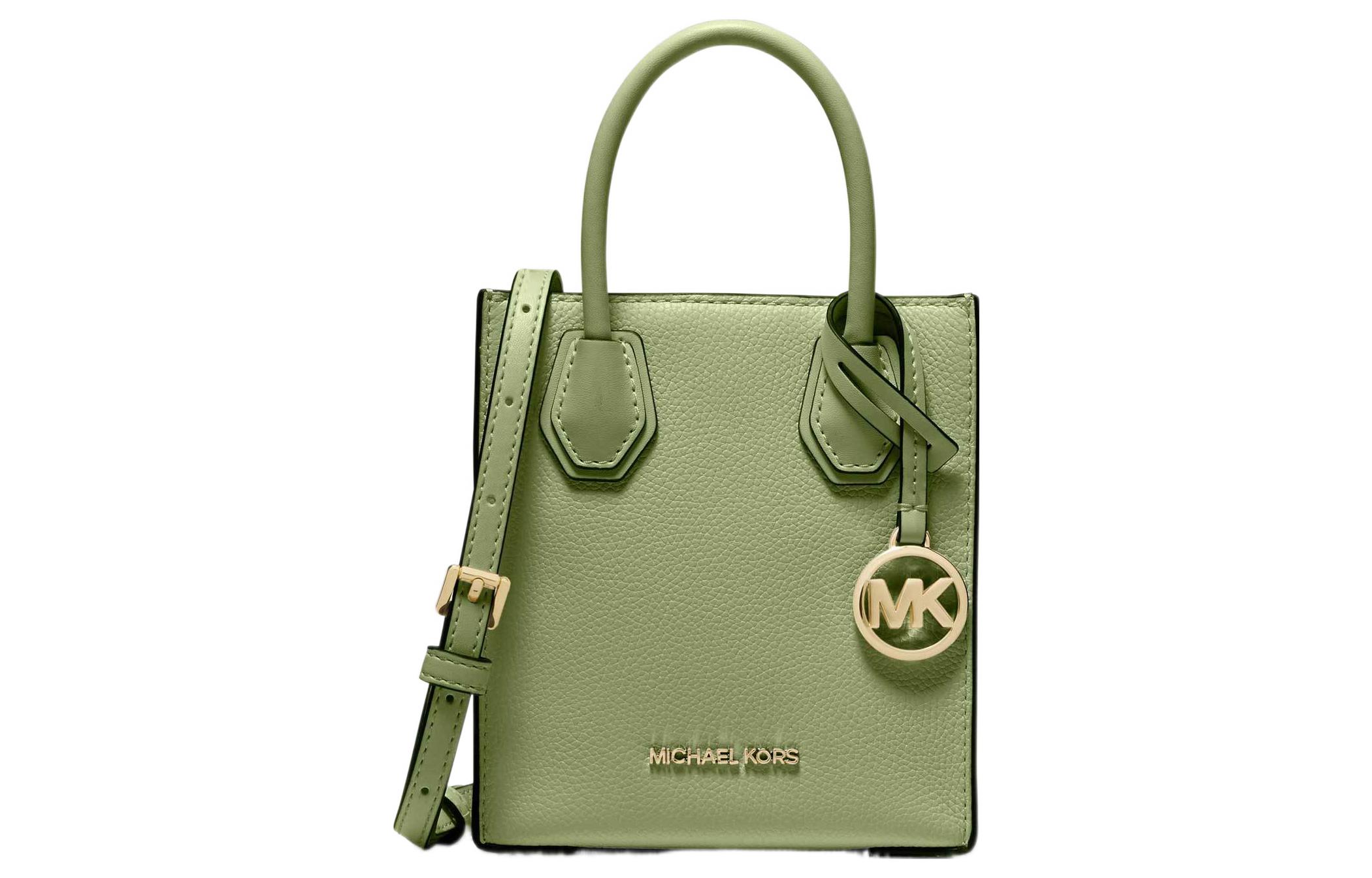 

MICHAEL KORS Сумка-тоут Mercer Leather Trunk Bag, женская, цвет "матча-зеленый", мини-сумка через плечо