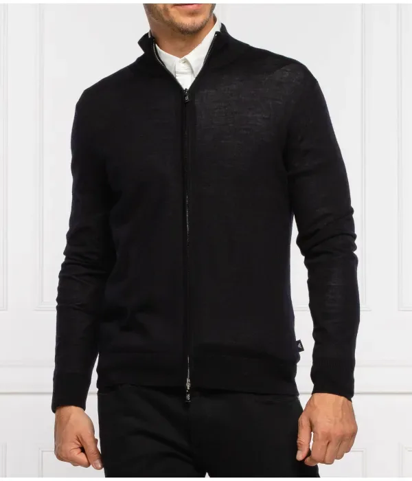 Шерстяной свитер regular fit Emporio Armani, темно-синий