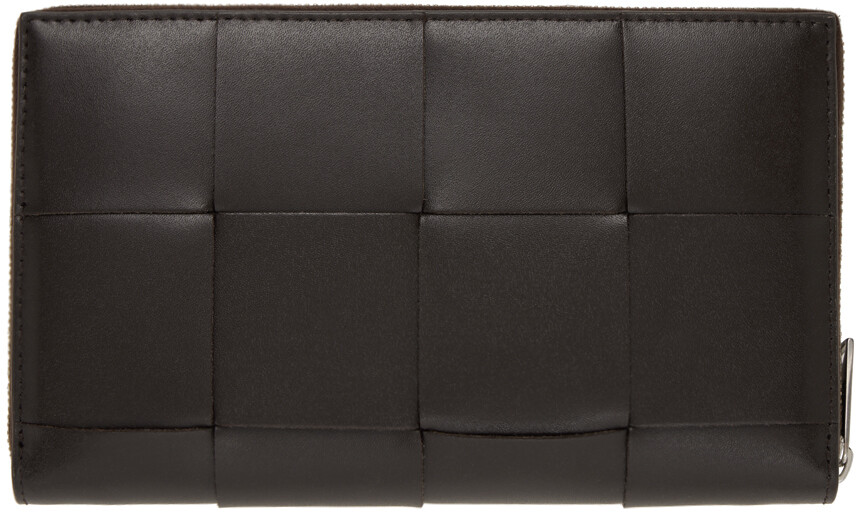 Коричневый и бежевый кассетный кошелек на молнии Bottega Veneta — фото 2