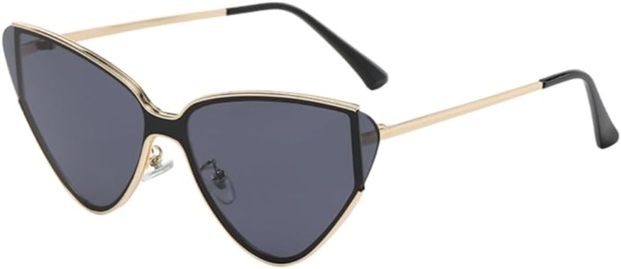 

Солнцезащитные очки в форме «кошачий глаз» с крупной металлической оправой, ретро-очки, модные женские очки для уличной фотографии, солнцезащитные очки UV400 UJNHGQ, Gold Black