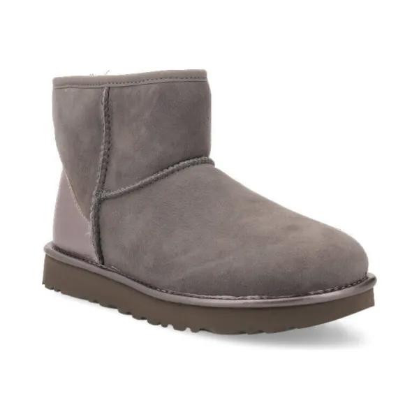 

Кожаные зимние сапоги с добавлением шерсти Ugg, серый