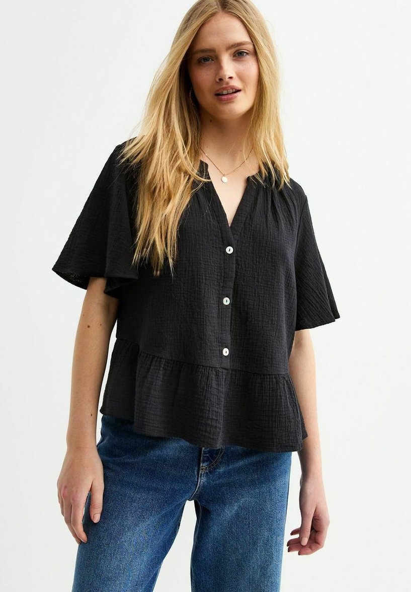 

Блузка на пуговицах DROP HEM MUSLIN New Look, черный
