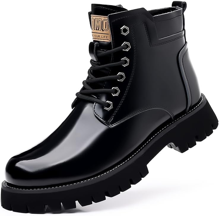 

Мужские кожаные британские ретро ботинки на высокой подошве, полированная кожа Tgrnfhkpyy, черный