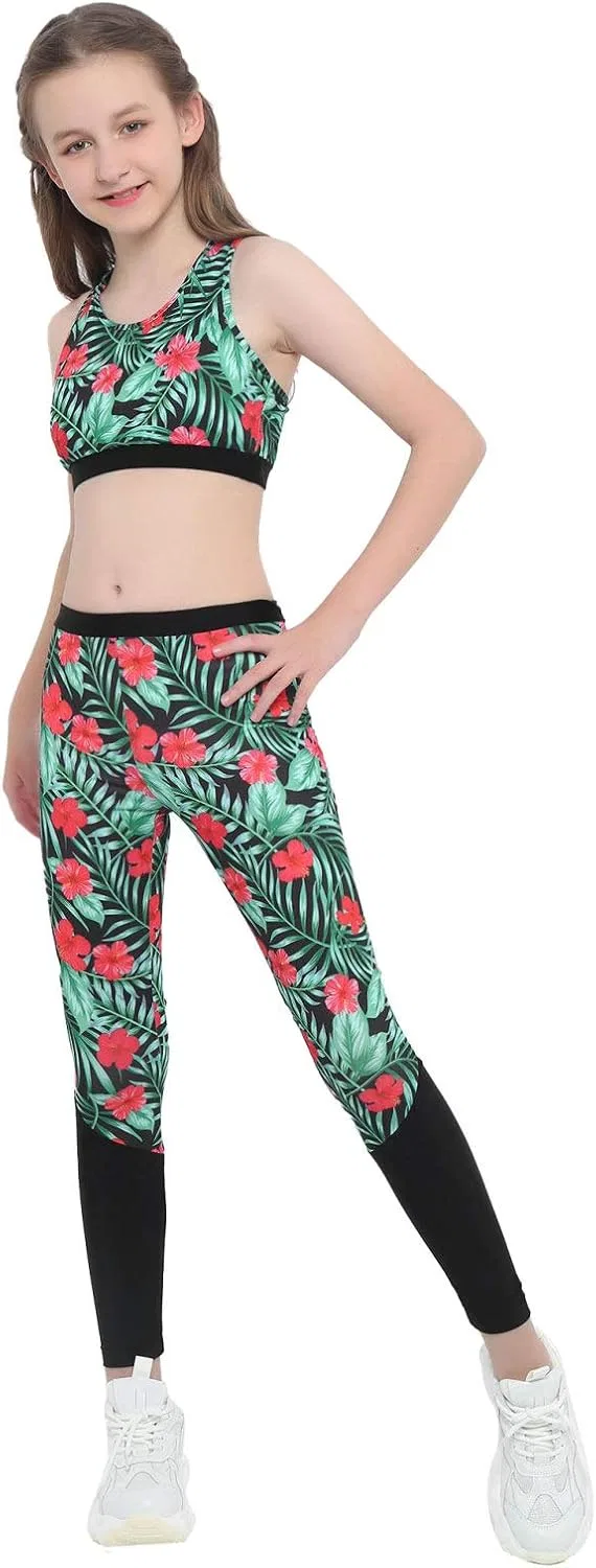 Детский спортивный комплект из топа и леггинсов winying, Green&red 4
