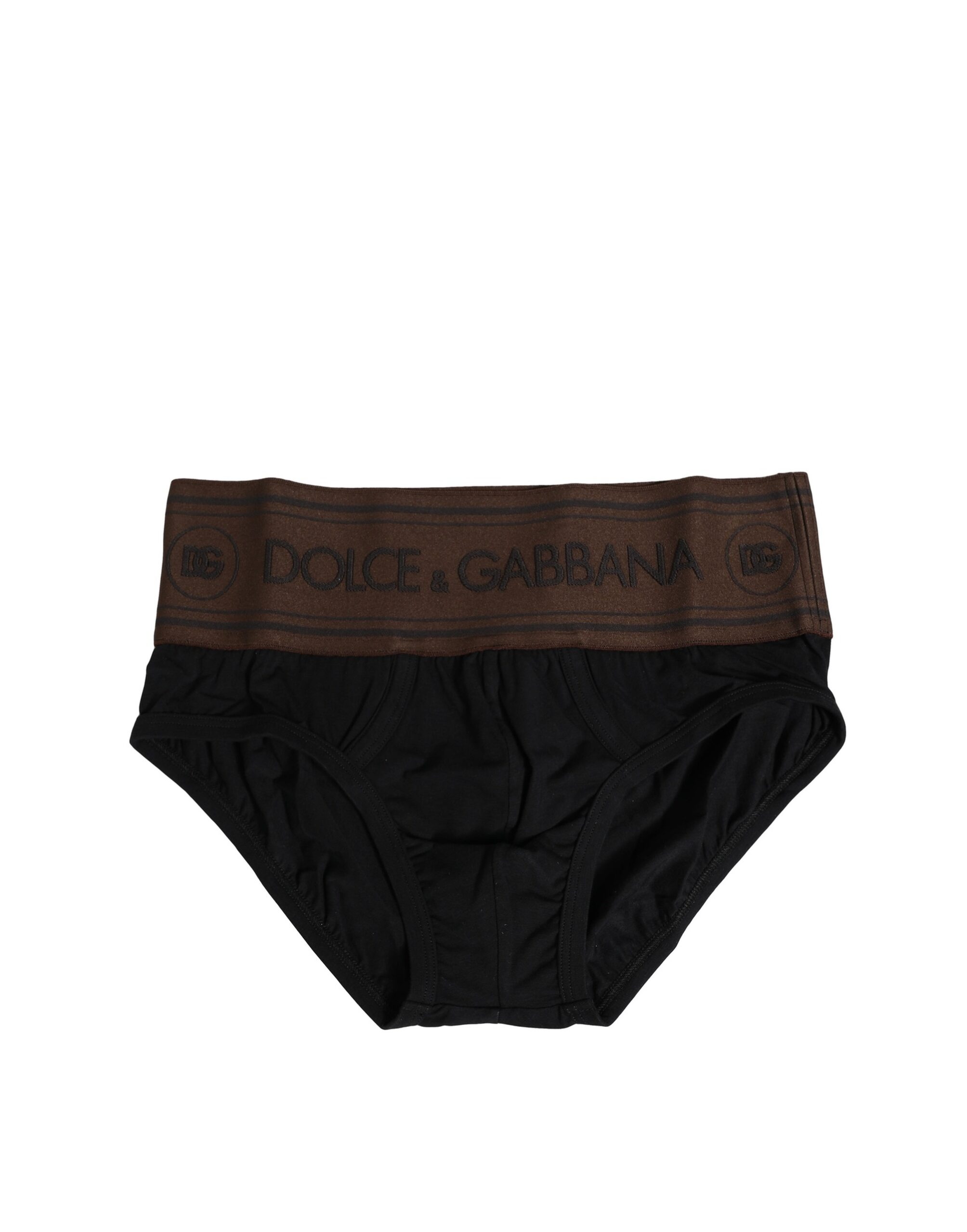 

Черное хлопковое стрейч-трусы обычного покроя Dolce & Gabbana, Black and Brown