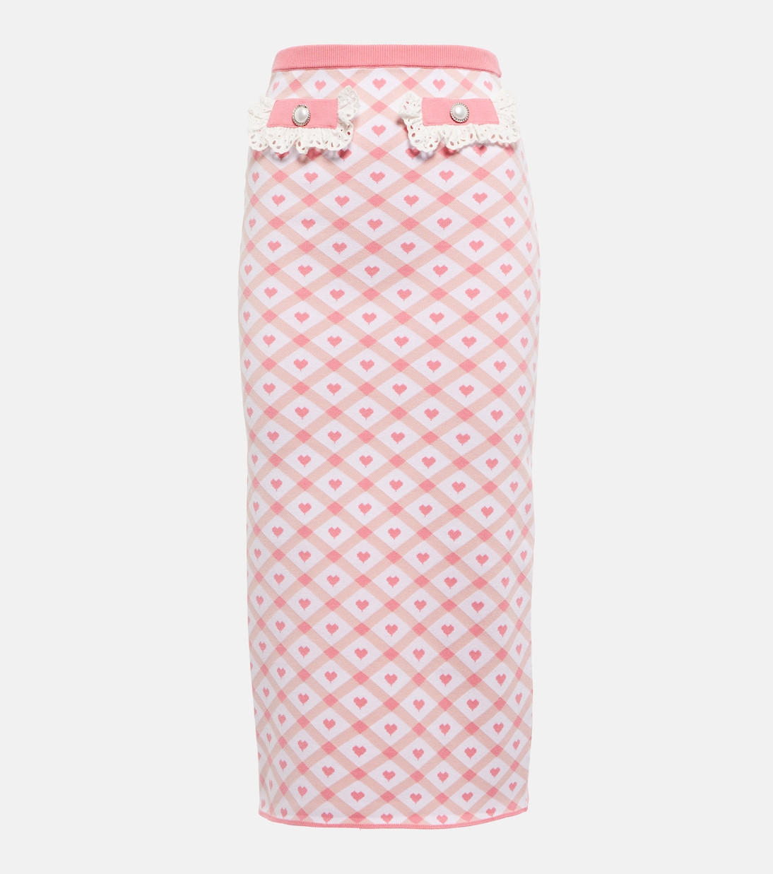 

Юбка миди из жаккарда в клетку Alessandra Rich, Light Pink-White