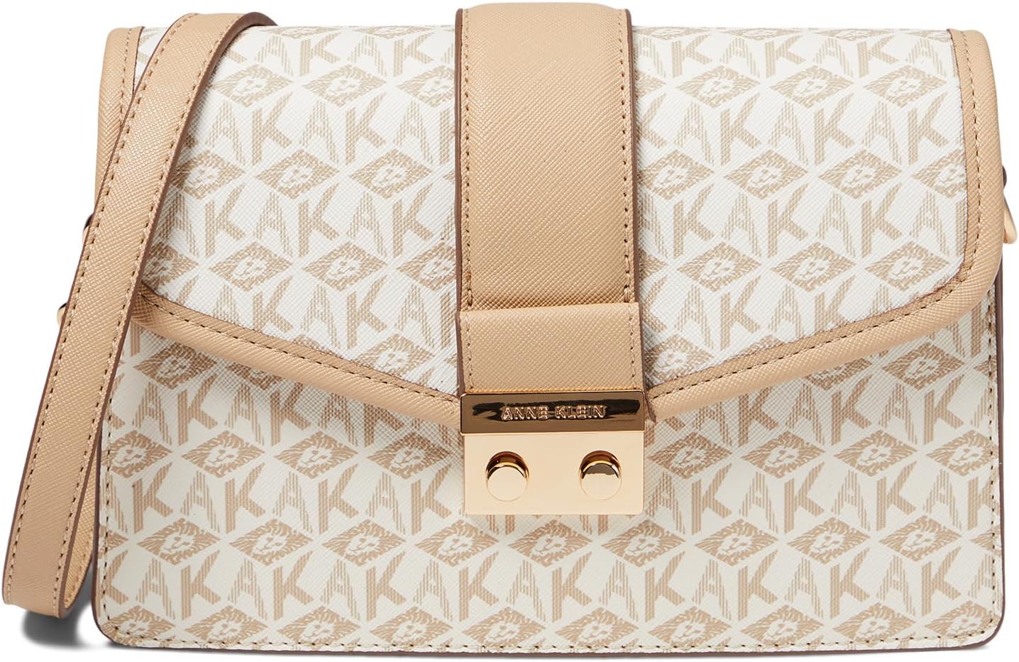 

Сумка кросс-боди Anne Klein Small Flap Cube Logo Crossbody, цвет Oatmilk/White/Oatmilk