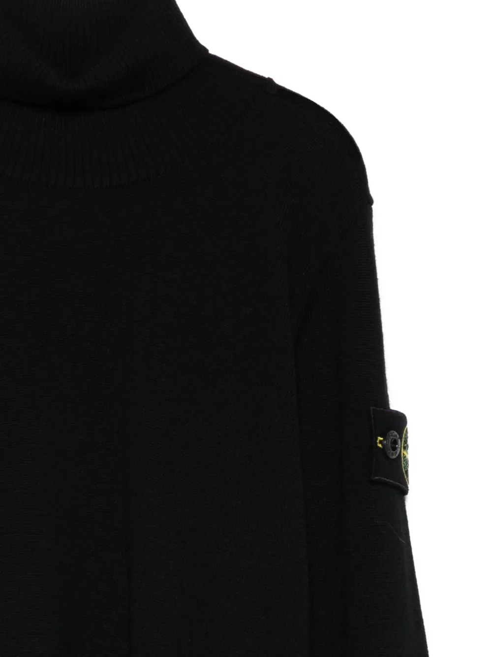 Шерстяной свитер с водолазкой Stone Island Junior, черный — фото 3