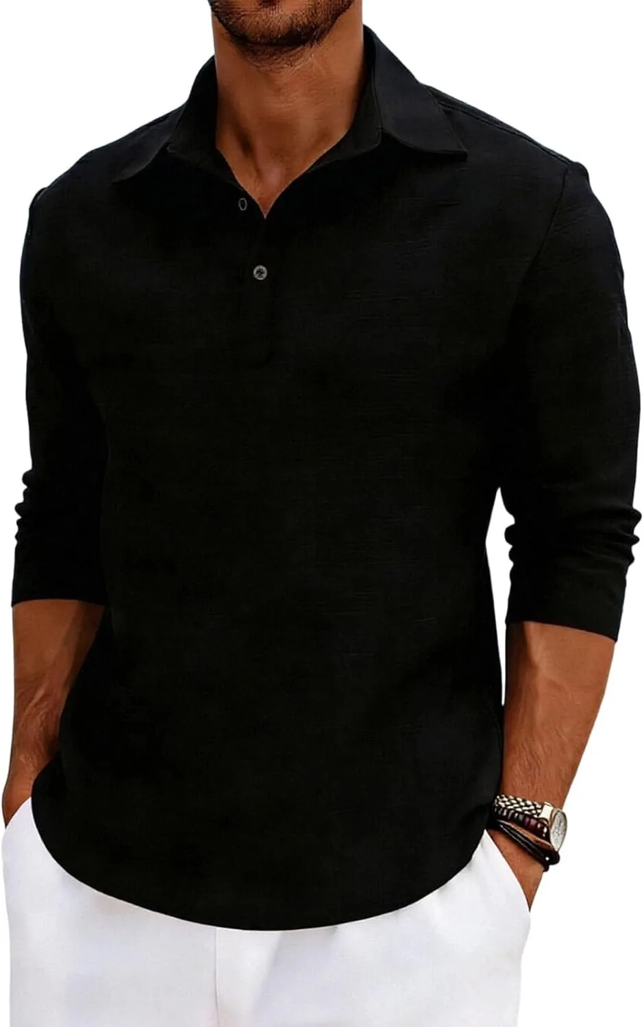 

Мужская рубашка с лацканами 3/4 рукава