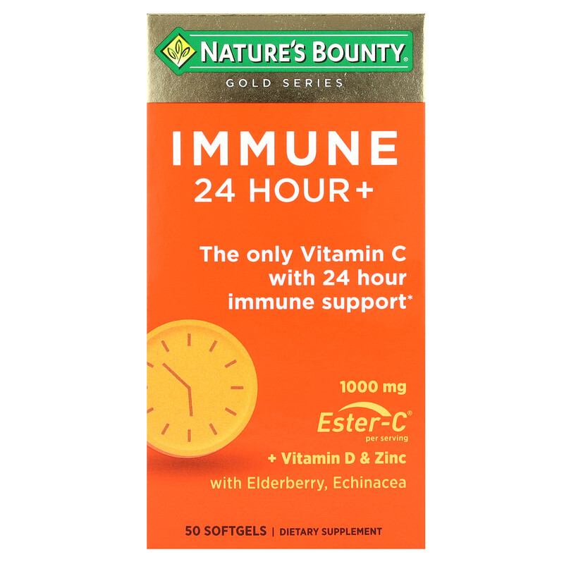 

Nature's Bounty, Immune 24 Hour+, 1000 мг, 50 капсул (500 мг в 1 капсуле)