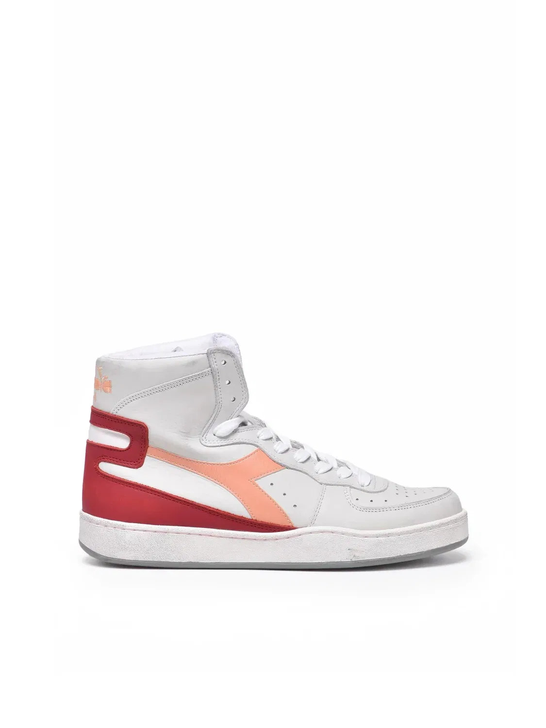 DIADORA HERITAGE Серые и красные кожаные кроссовки-корзинки