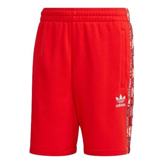 

Шорты originals athleisure casual sports printing side stripe breathable shorts pink red Adidas, красный