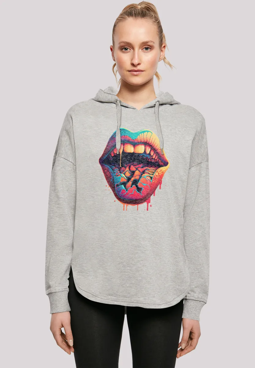 

Толстовка F4NT4STIC "Drooling Lips OVERSIZE HOODIE", принт, серый