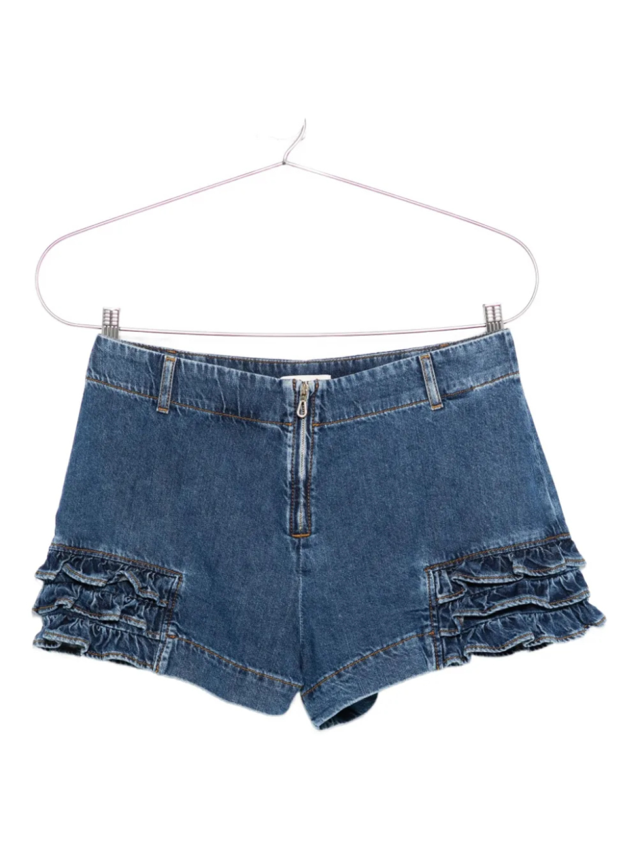 

Шорты из денима с оборками SANDRO, синий