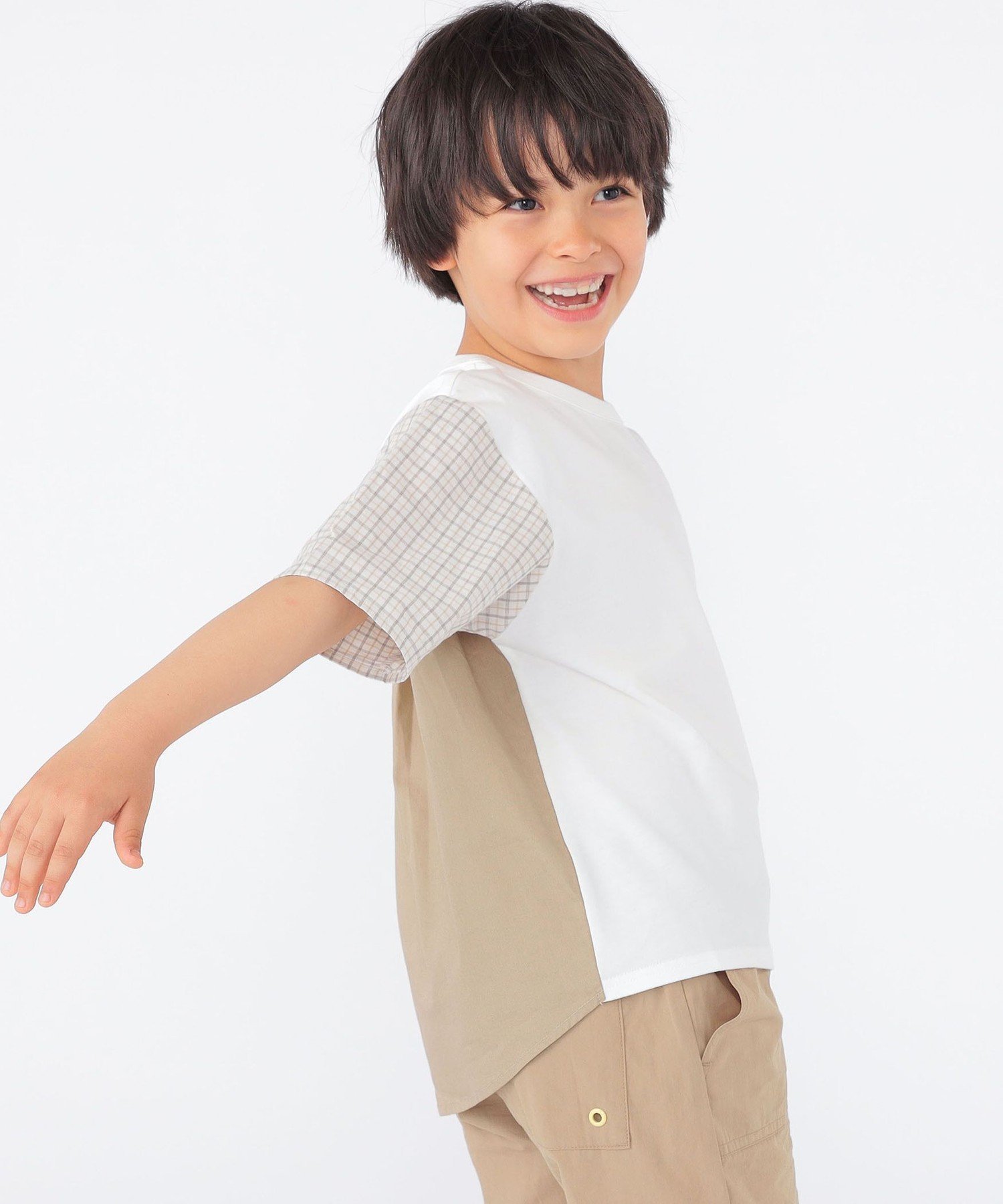 Детская футболка с коротким рукавом в клетку (100-130 см) SHIPS KIDS, Off white — фото 2