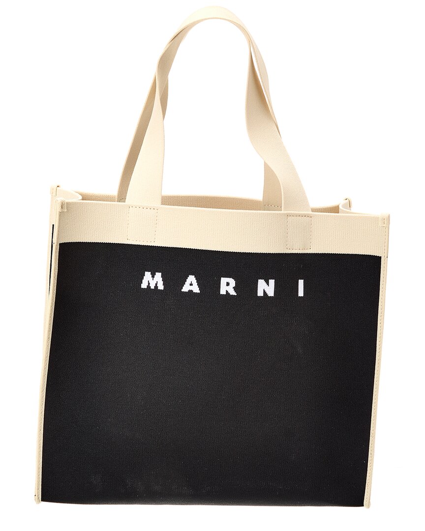 

Сумка-тоут из жаккардовой ткани с логотипом Marni среднего размера, черный