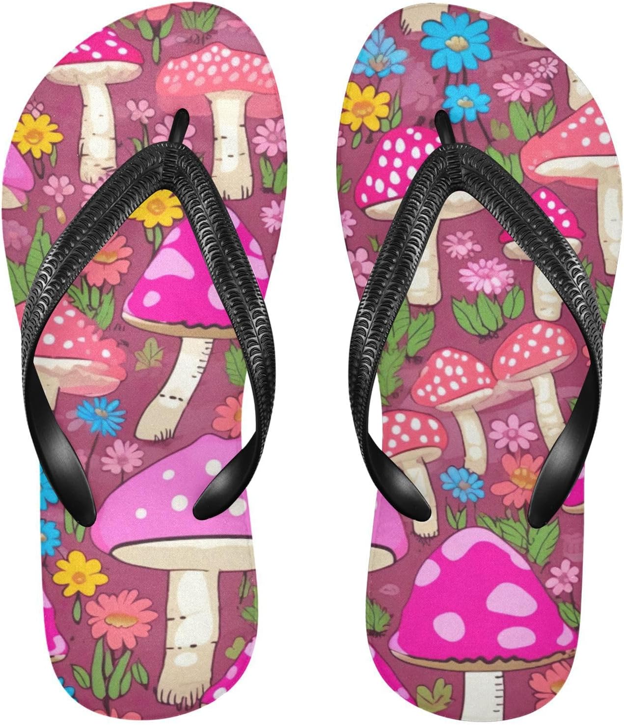 

Женские и мужские летние пляжные шлепанцы Flowers Floral Mushroom, удобные сандалии для душа Kfbe, розовый