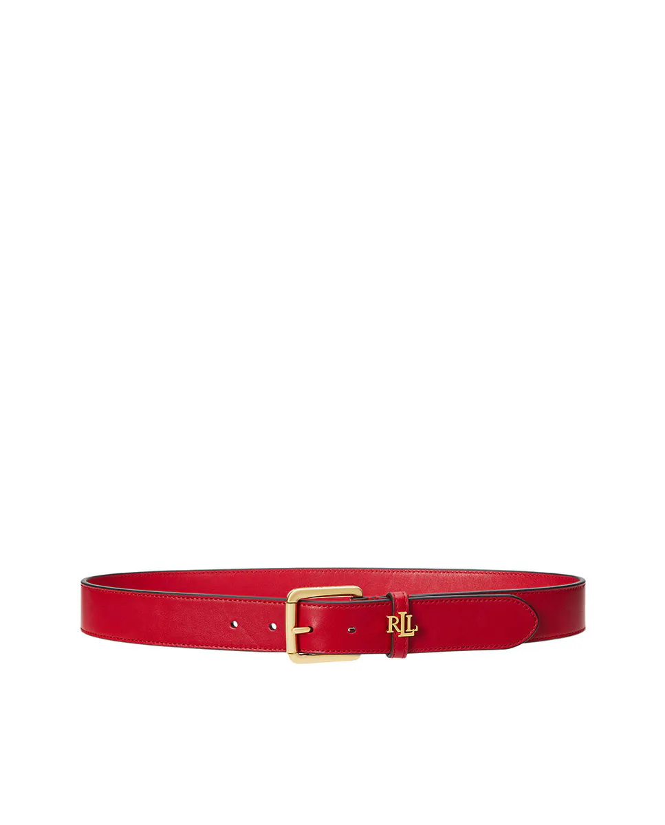 

Женский кожаный ремень с пряжкой-логотипом Lauren Ralph Lauren, красный