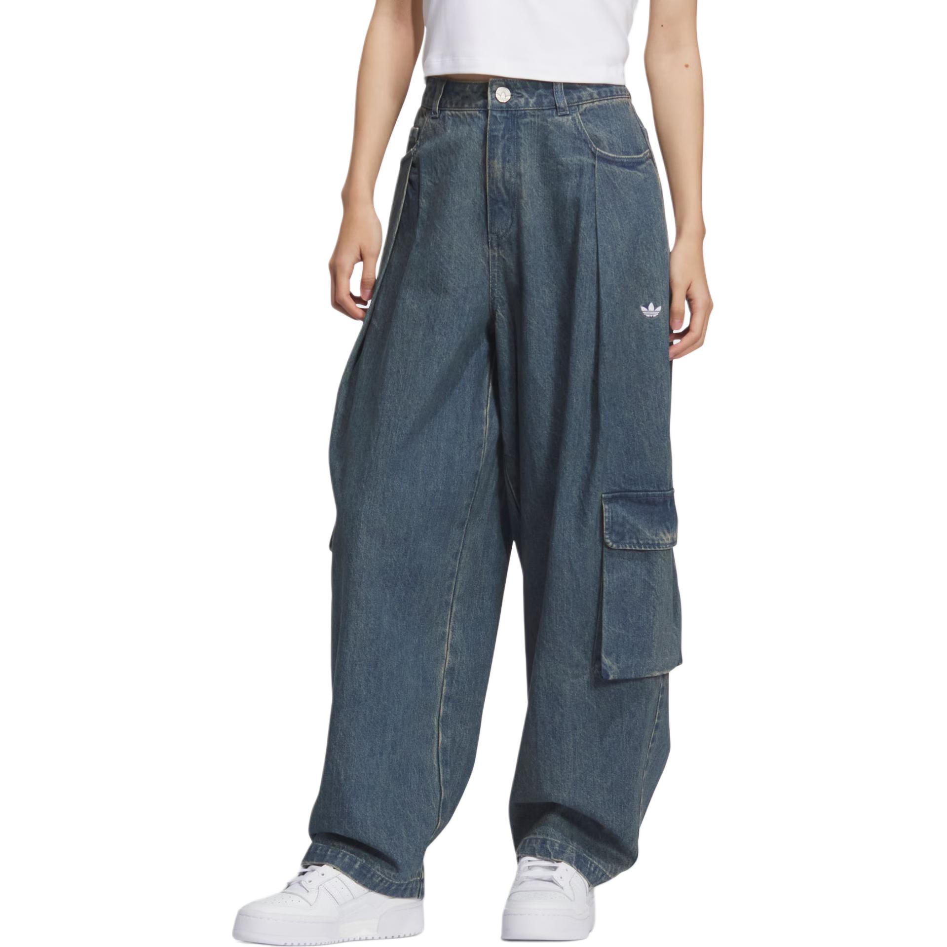 Мягкие джинсовые карго-джоггеры jeans women's Adidas Originals, зеленый — фото 2