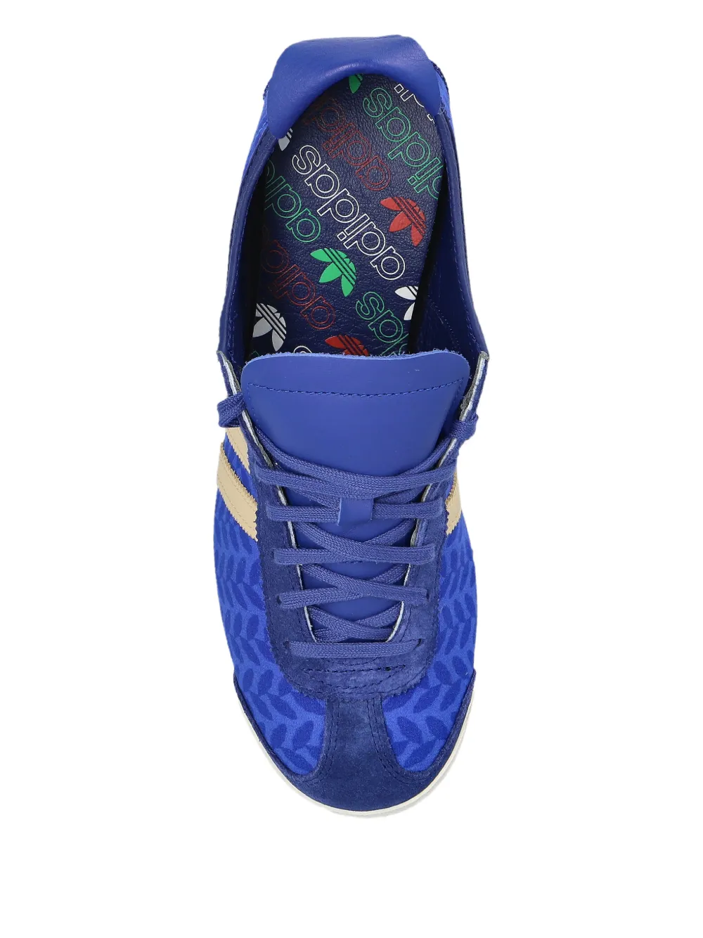 Кожаные кроссовки с узором в полоску в стиле Италии 60-х Adidas, синий — фото 4