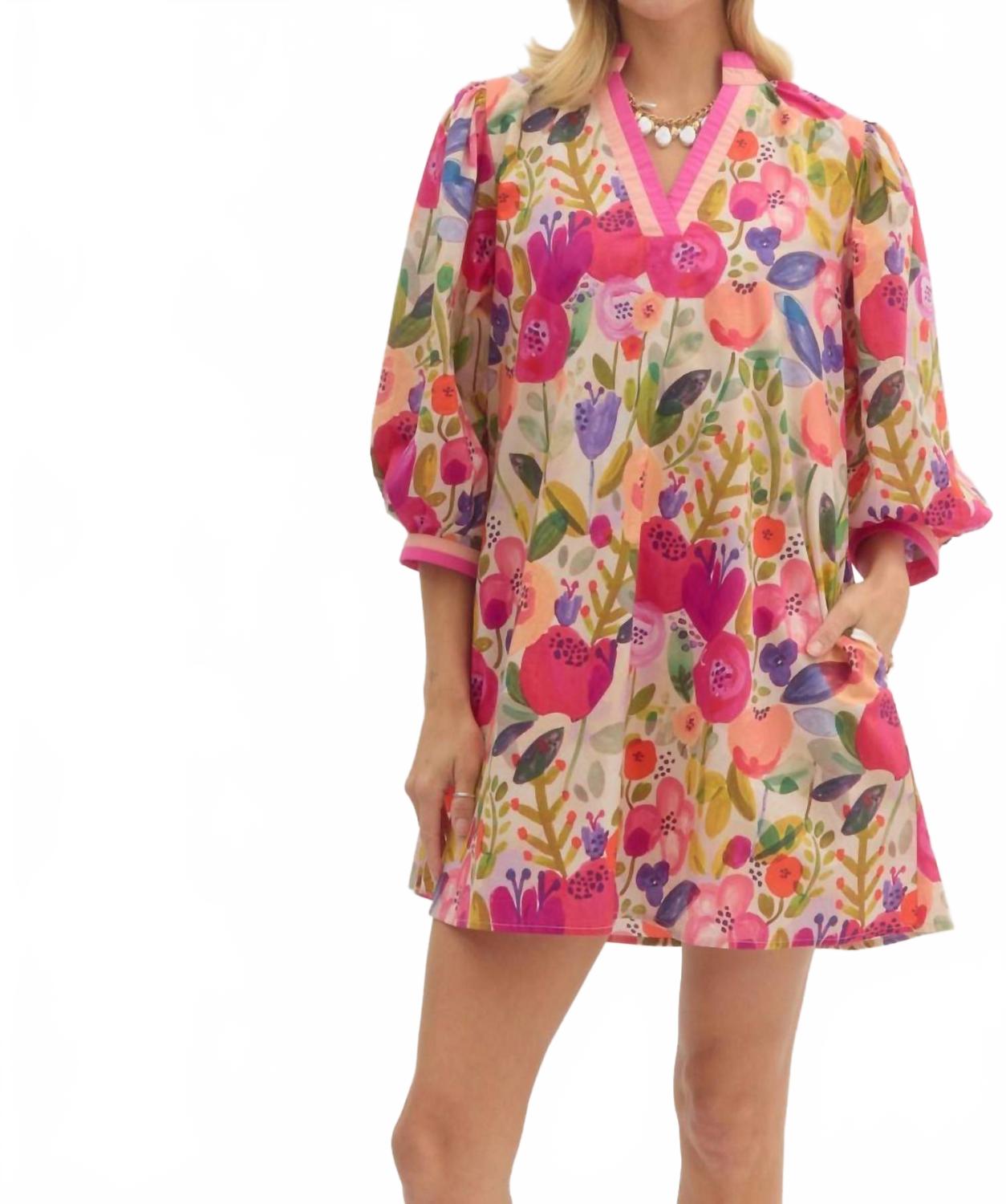 

Мини-платье Berry Mix в разноцветном принте Entro, мультиколор