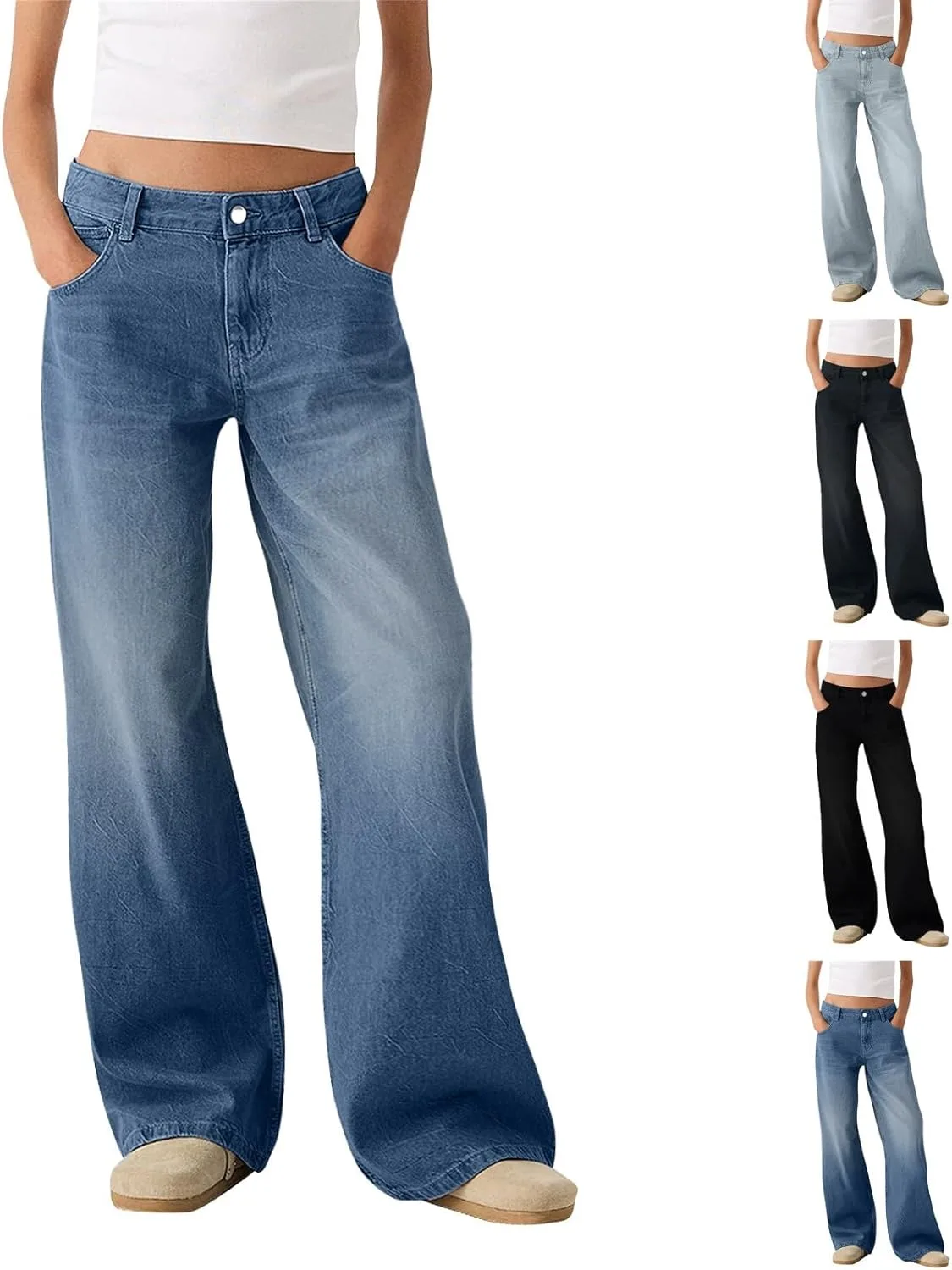 

Женские джинсы-карго с высокой талией, широкие, в стиле бойфренд GAANBODI