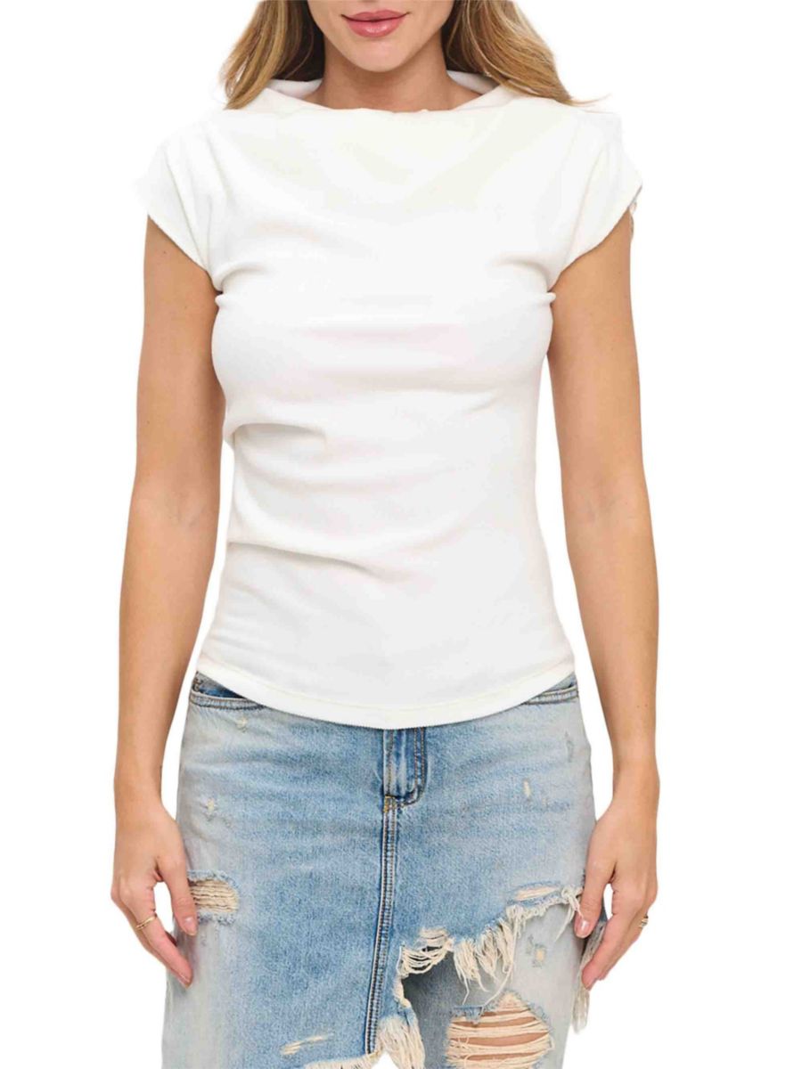 

Топ с воротником-хомут из ребристой вязки Renee C., слоновая кость