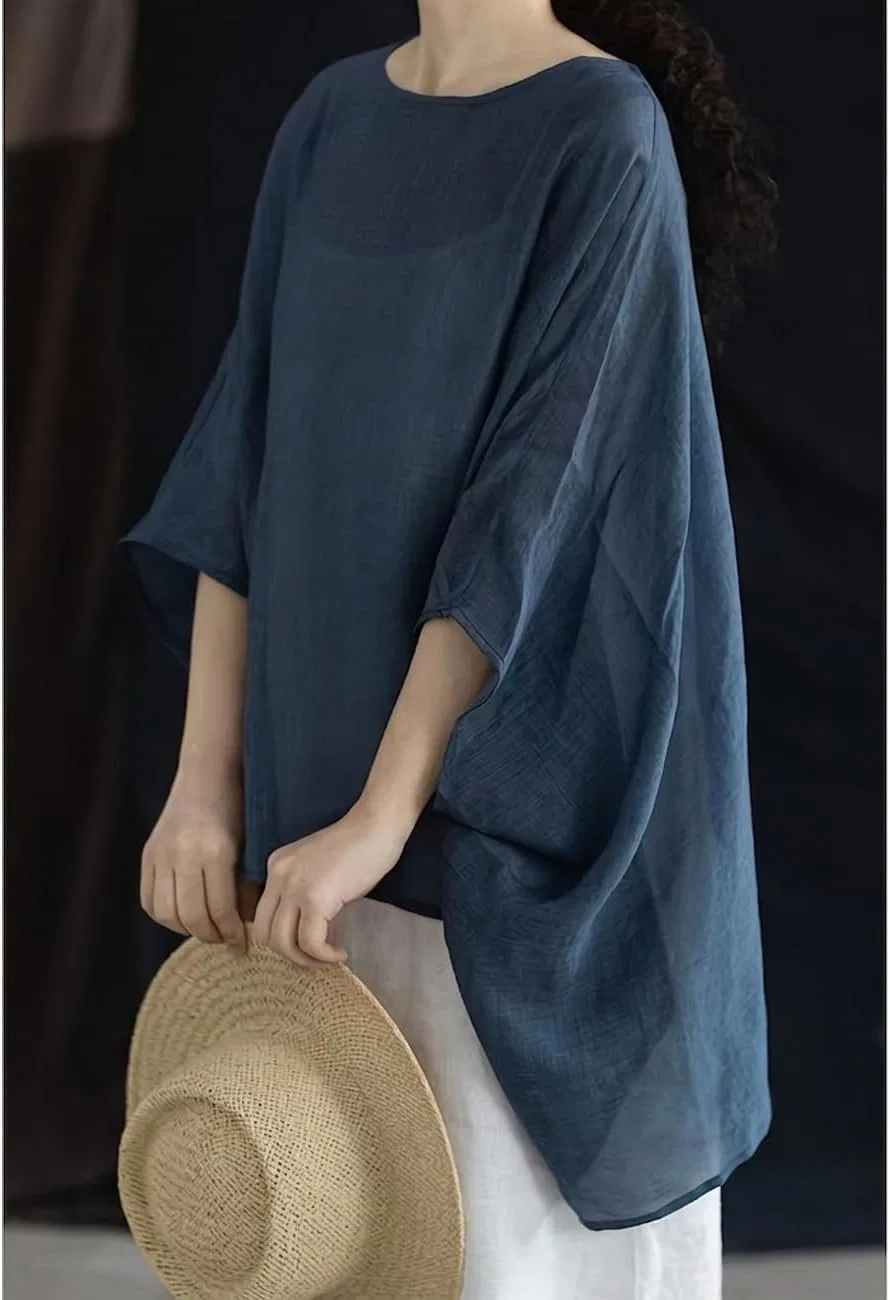 Блуза, свободная, Dolman Sleeve, кирпично-красный — фото 4