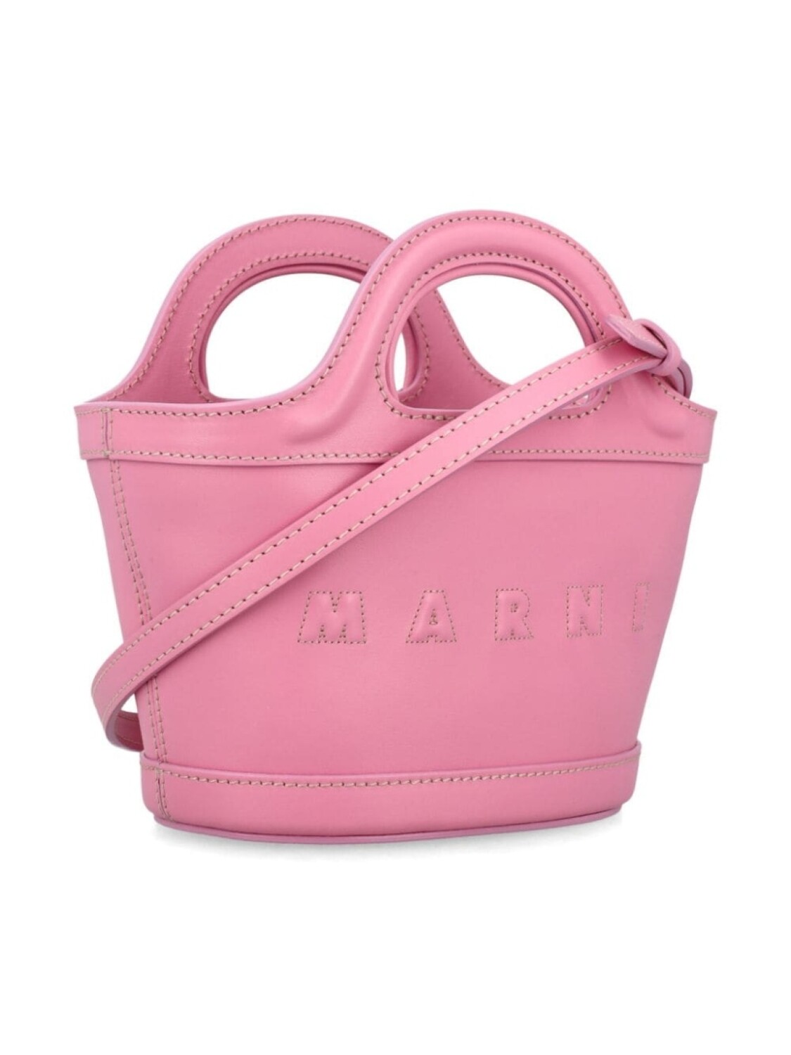Marni Kids кожаная сумка с тиснением логотипа, розовый — фото 3