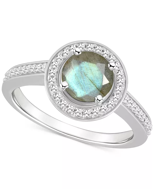 

Кольцо-Ореол с культивированным пресноводным жемчугом и бриллиантами (1/5 карата) из стерлингового серебра (также из оникса, лабрадорита и бирюзы) Macy'S, labradorite