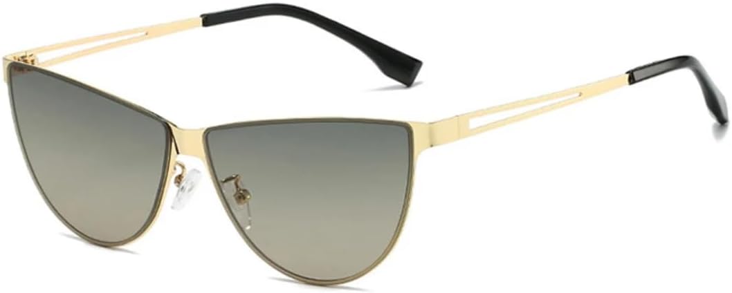 

Маленькие солнцезащитные очки «кошачий глаз» для женщин, модные, в винтажном стиле, с металлической оправой, для активного отдыха, путешествий, вождения, с защитой от УФ-излучения UV400 VVTWSSW, Gold Green Gray