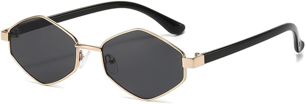 

Панк-солнцезащитные очки для женщин, роскошные винтажные очки в маленькой оправе в стиле стимпанк для мужчин, уникальные многоугольные солнцезащитные очки LVTFCO, Gold Gray