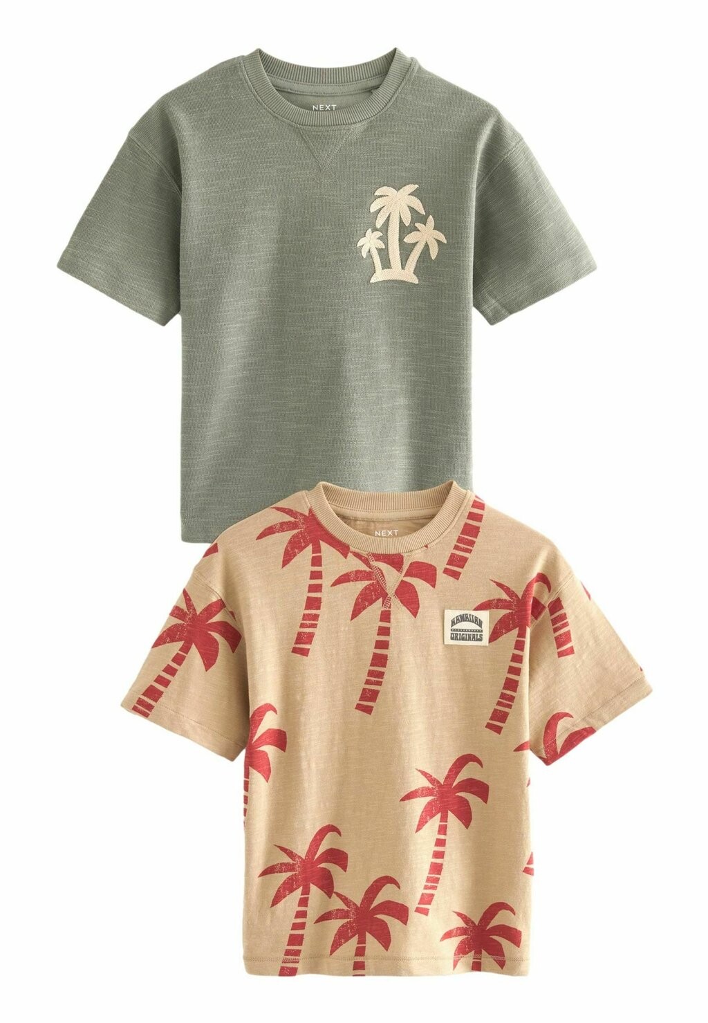 

Футболка с принтом SHORT SLEEVE 2 PACK STANDARD Next, цвет khaki stone palm
