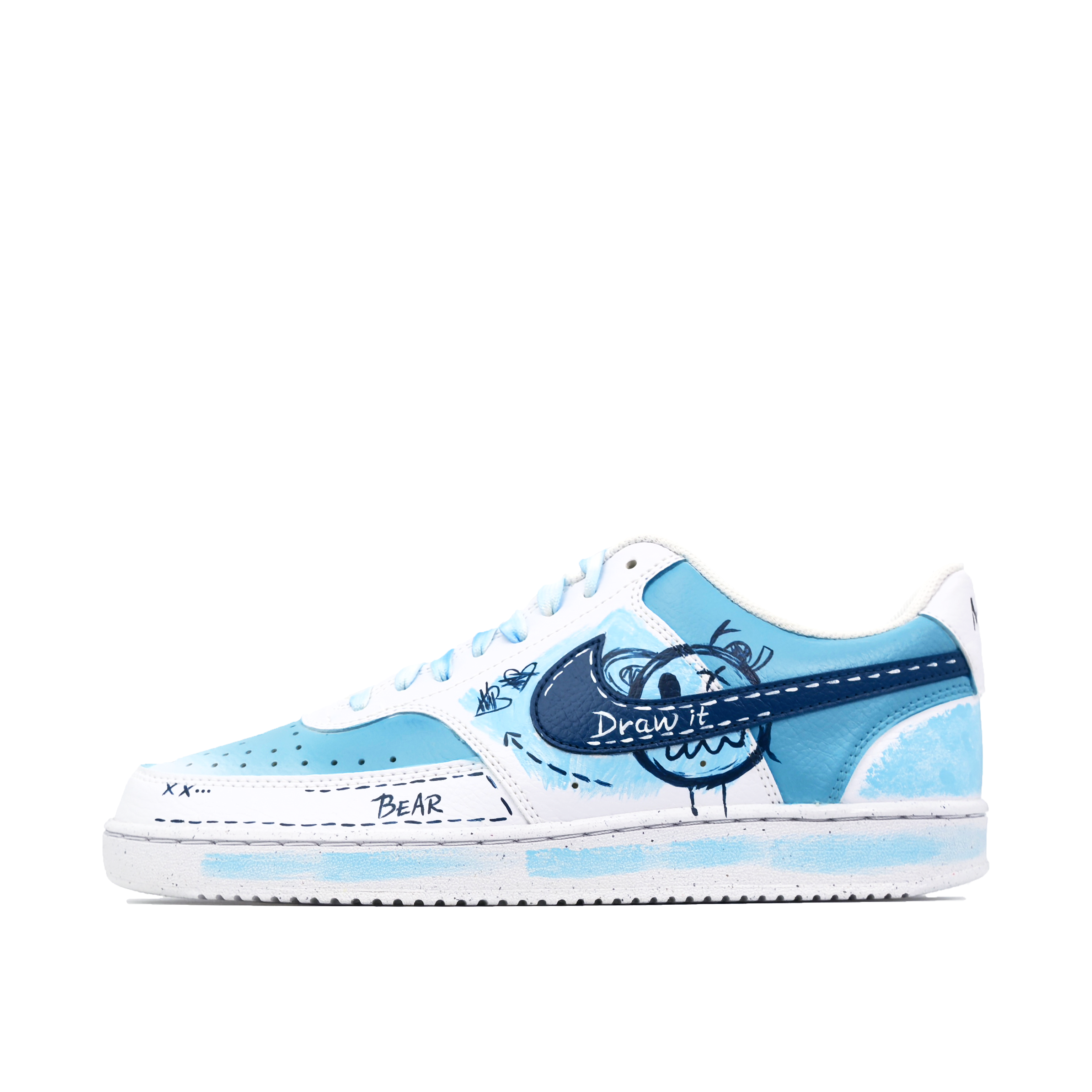 

Nike Кроссовки Court Vision 1 для скейтбординга, износостойкие, белые, синие, мужские
