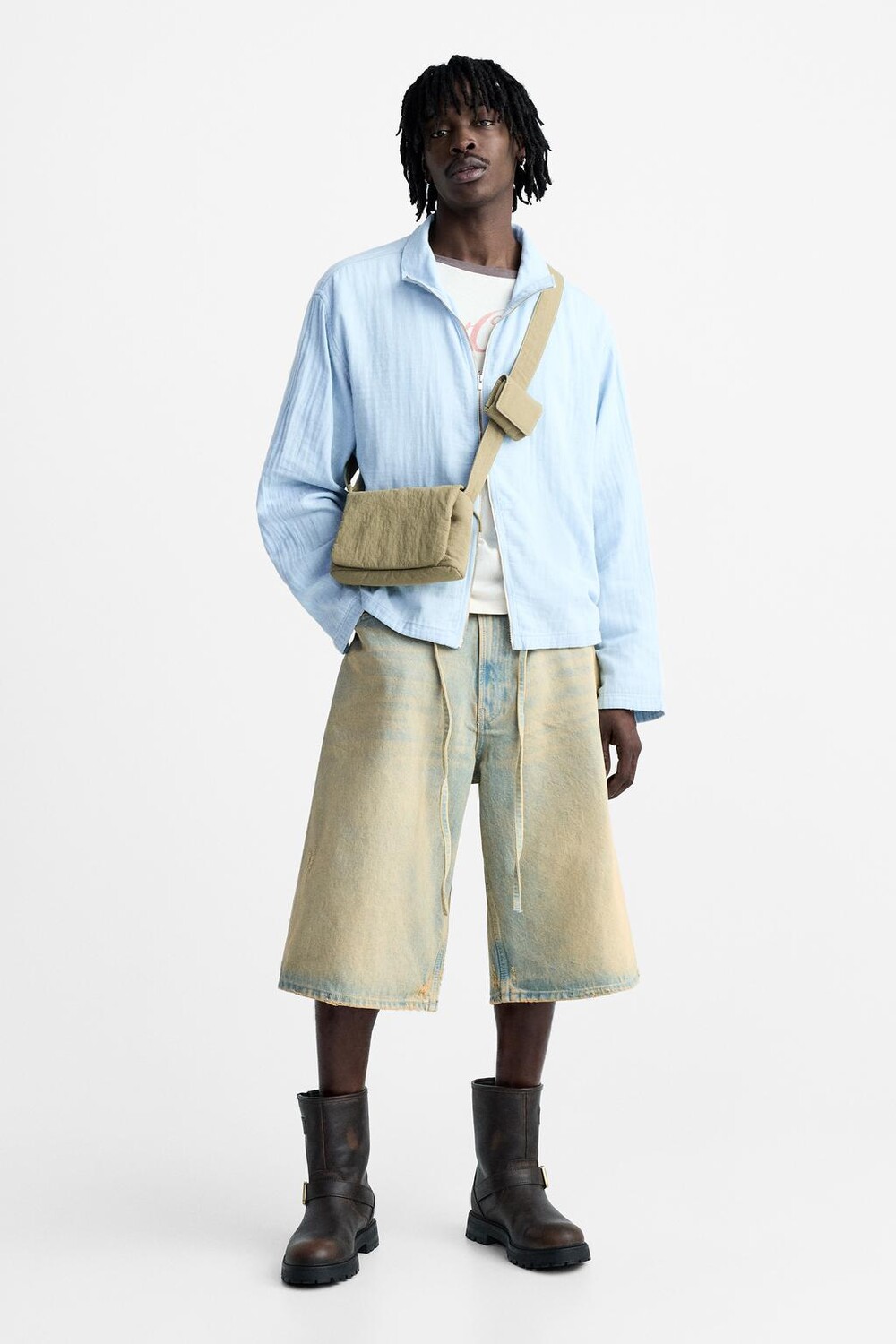 

Нейлоновая сумка через плечо с клапаном ZARA, хаки зеленый