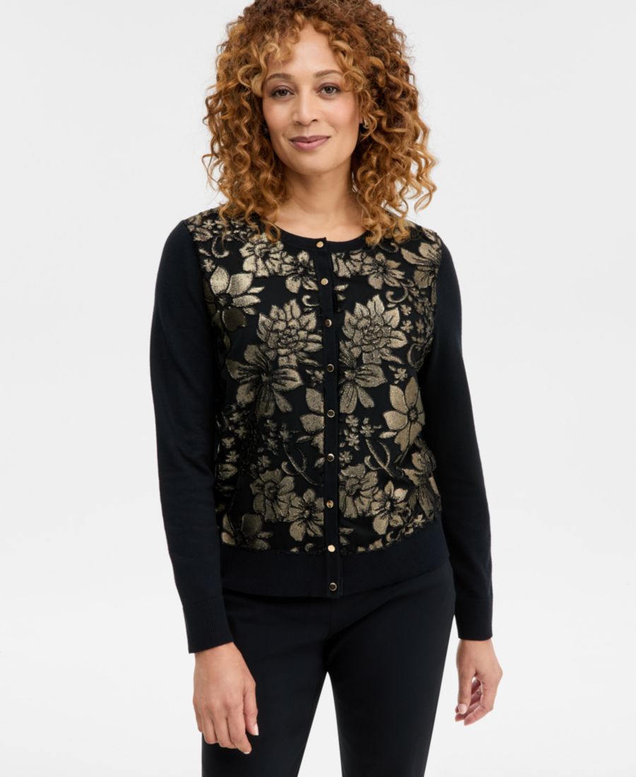 

Кардиган Petite Foliage Party, эксклюзивно от Macy's JM Collection, Deep Black Combo