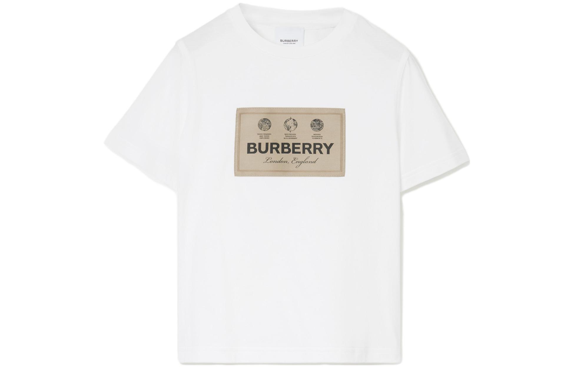 

Футболка детская Burberry с логотипом, белый / хаки