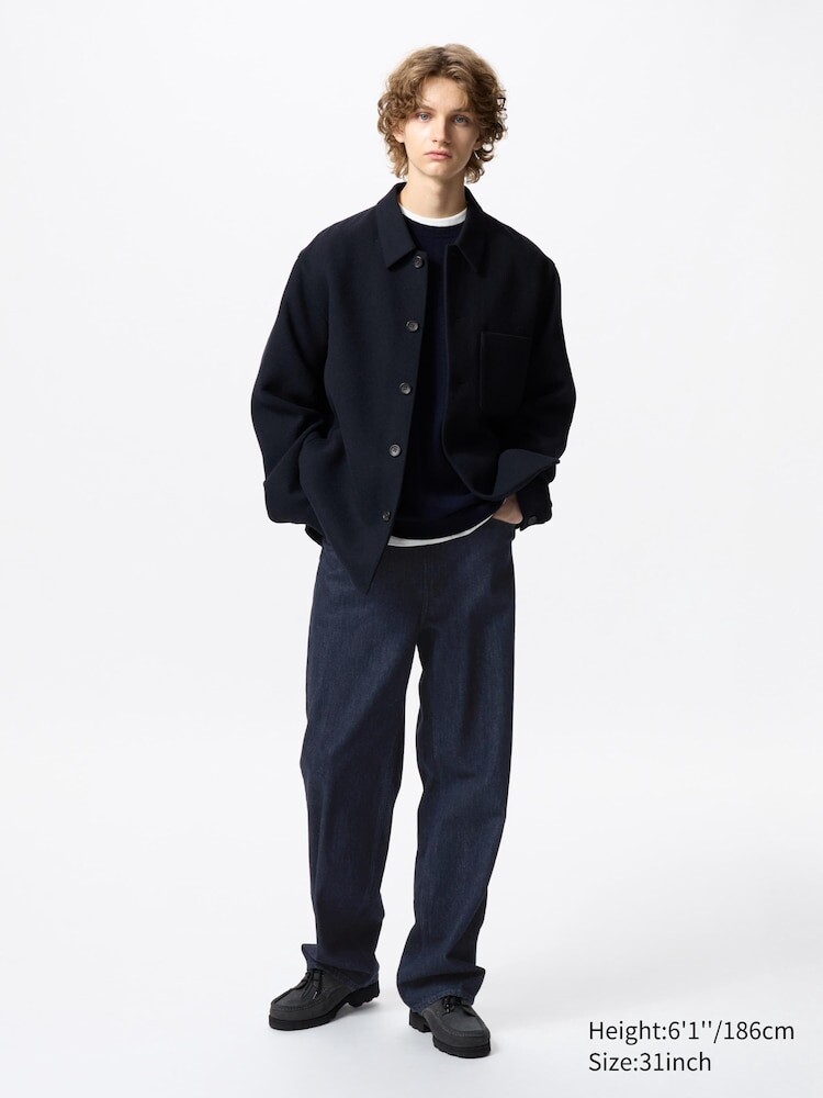 

Широкие прямые джинсы длинные Uniqlo, цвет 68 синий