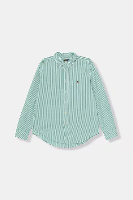 Рубашка детская в полоску Polo Ralph Lauren, зеленая
