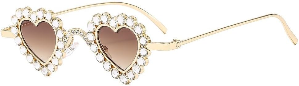 

Ретро-солнцезащитные очки в форме сердца, модные металлические очки с металлическим блеском, милые солнцезащитные очки, маленькие, яркие, для женщин, защита от ультрафиолета UV400 WNCKSQ, Gold Brown