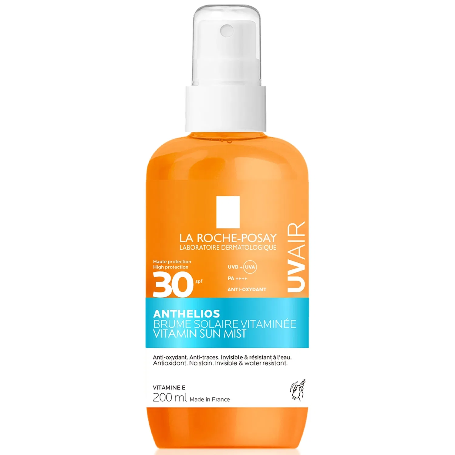 Солнцезащитный спрей La Roche Posay Anthelios Uvair с витамином SPF 30, высокая степень защиты от УФ-излучения, с витамином Е и гиалуроновой кислотой, 200 мл La Roche-Posay