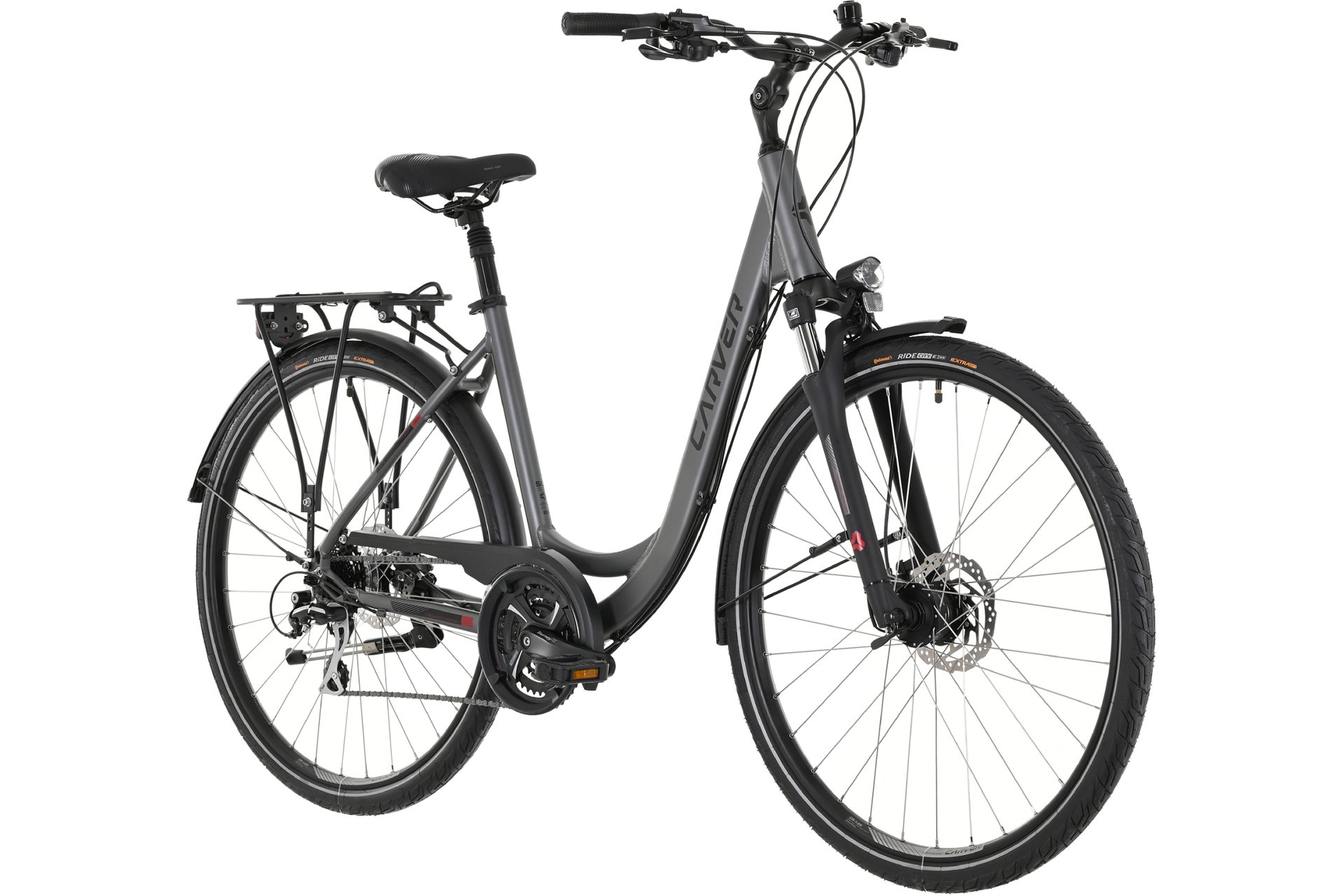 Треккинговый велосипед Carver Tour 110 - 28 дюймов - Tiefeinsteiger - 2024, цвет Grau|darkanthracite black red — фото 2