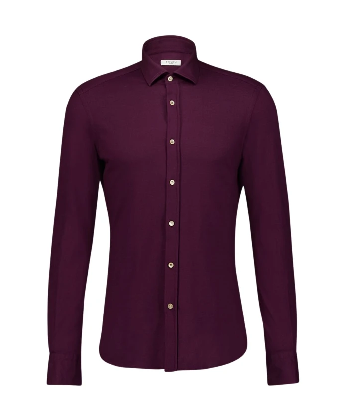 

Бордовая хлопковая рубашка с классическим воротником Boglioli, красный