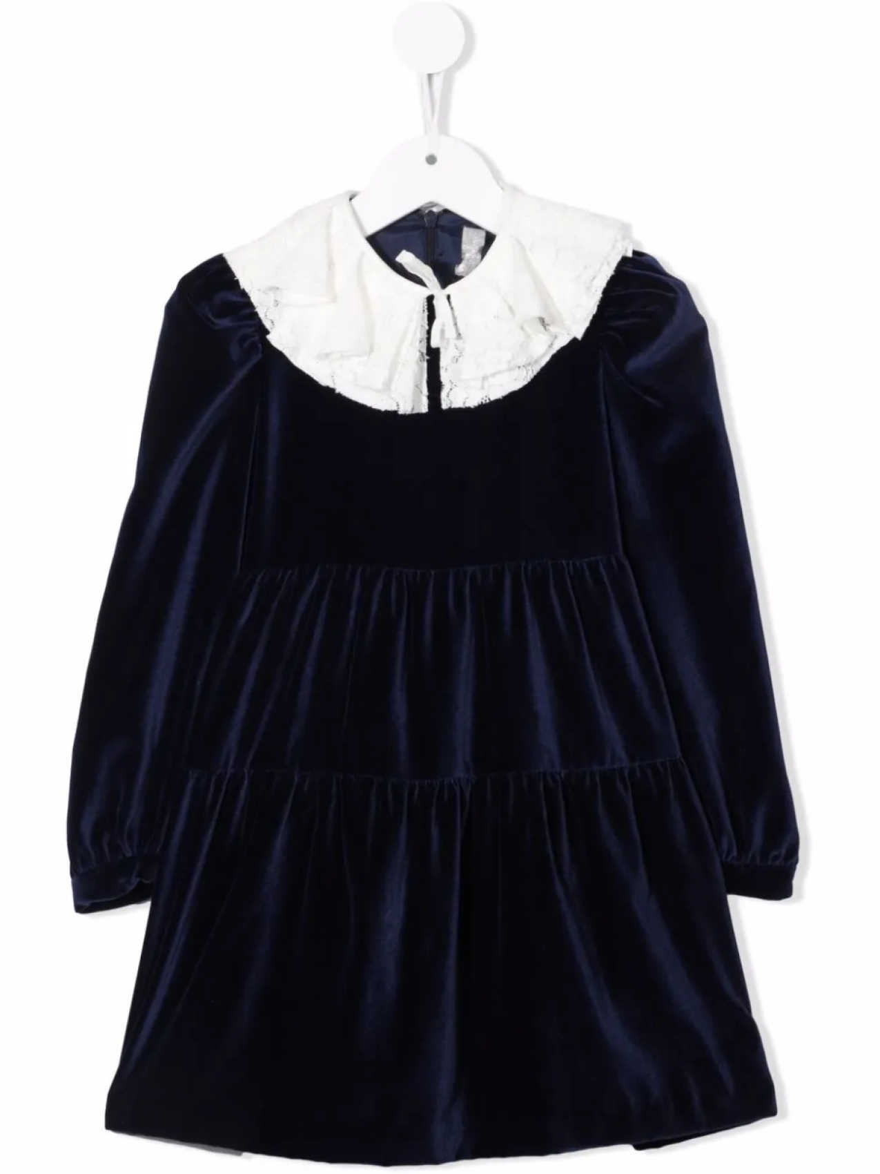 

Il Gufo бархатное платье с оборками на воротнике, синий