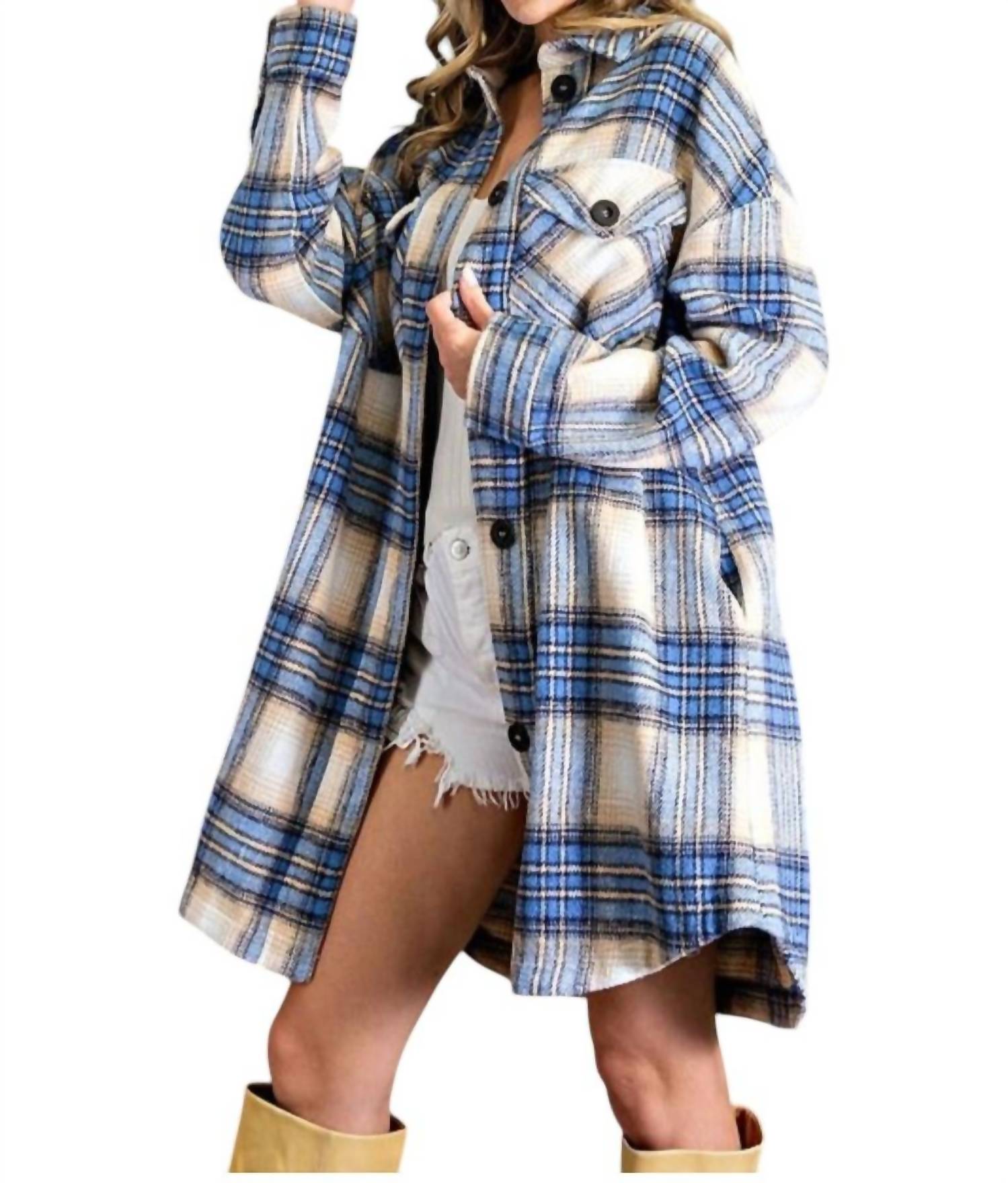 

Клетчатая куртка Lauren Flannel большого размера в цвете деним, многоцветная eesome, цвет denim multi