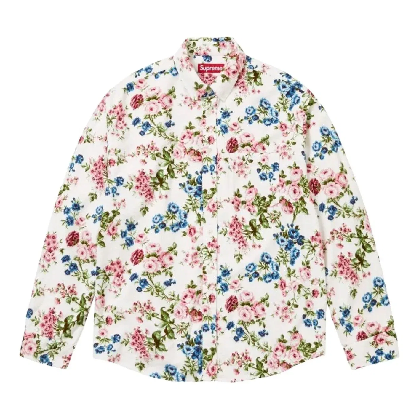 Фланелевая рубашка Supreme SS26 с цветочным принтом, белая, SUP-SS26-292-WHT