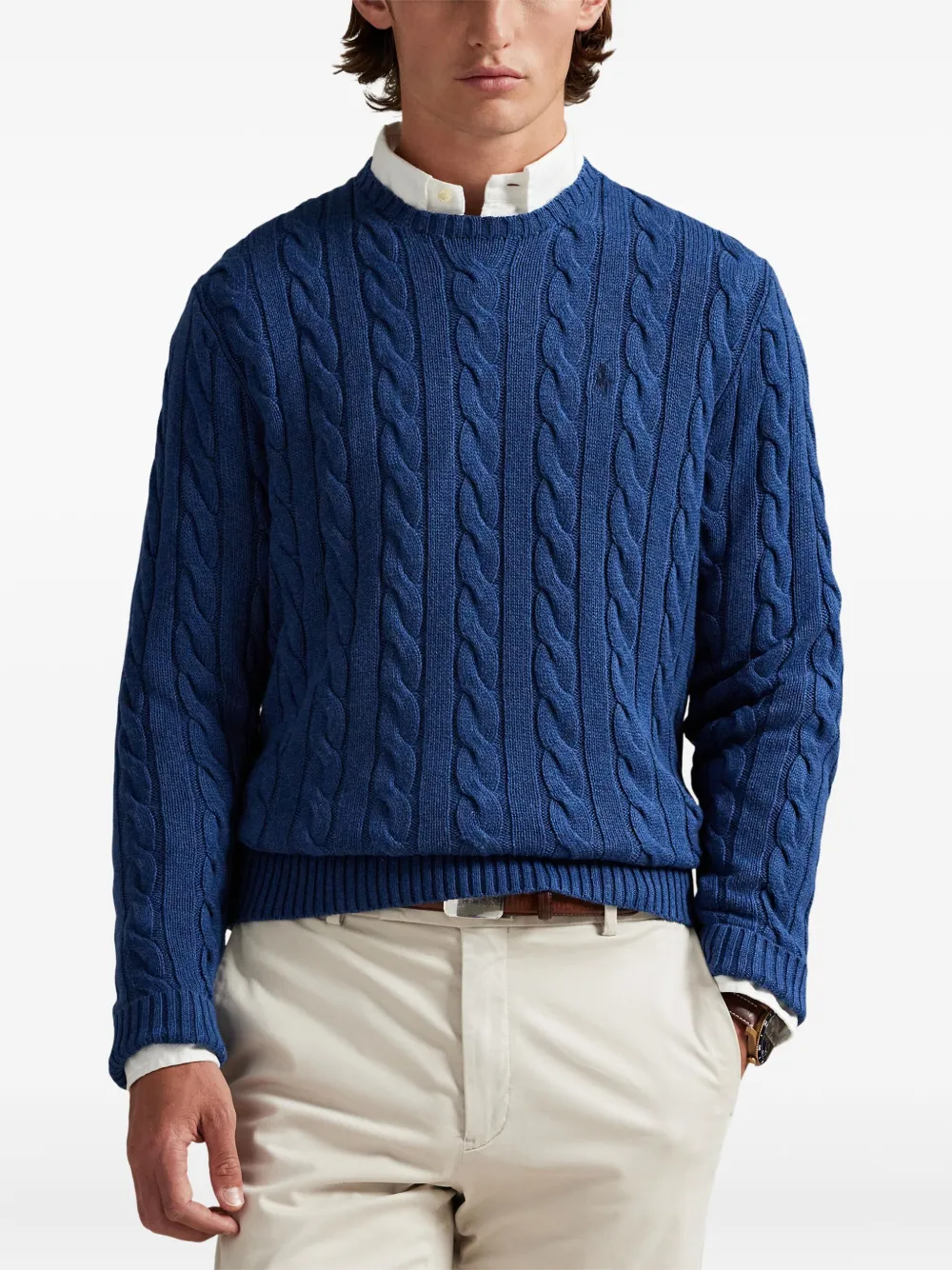 Свитер фактурной вязки Polo Ralph Lauren, синий — фото 3