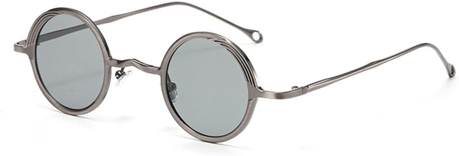 

Солнцезащитные очки UV400 - маленькие круглые металлические очки в стиле панк для женщин и мужчин, для бега и занятий спортом на открытом воздухе UYPTK, Gun Light Gray